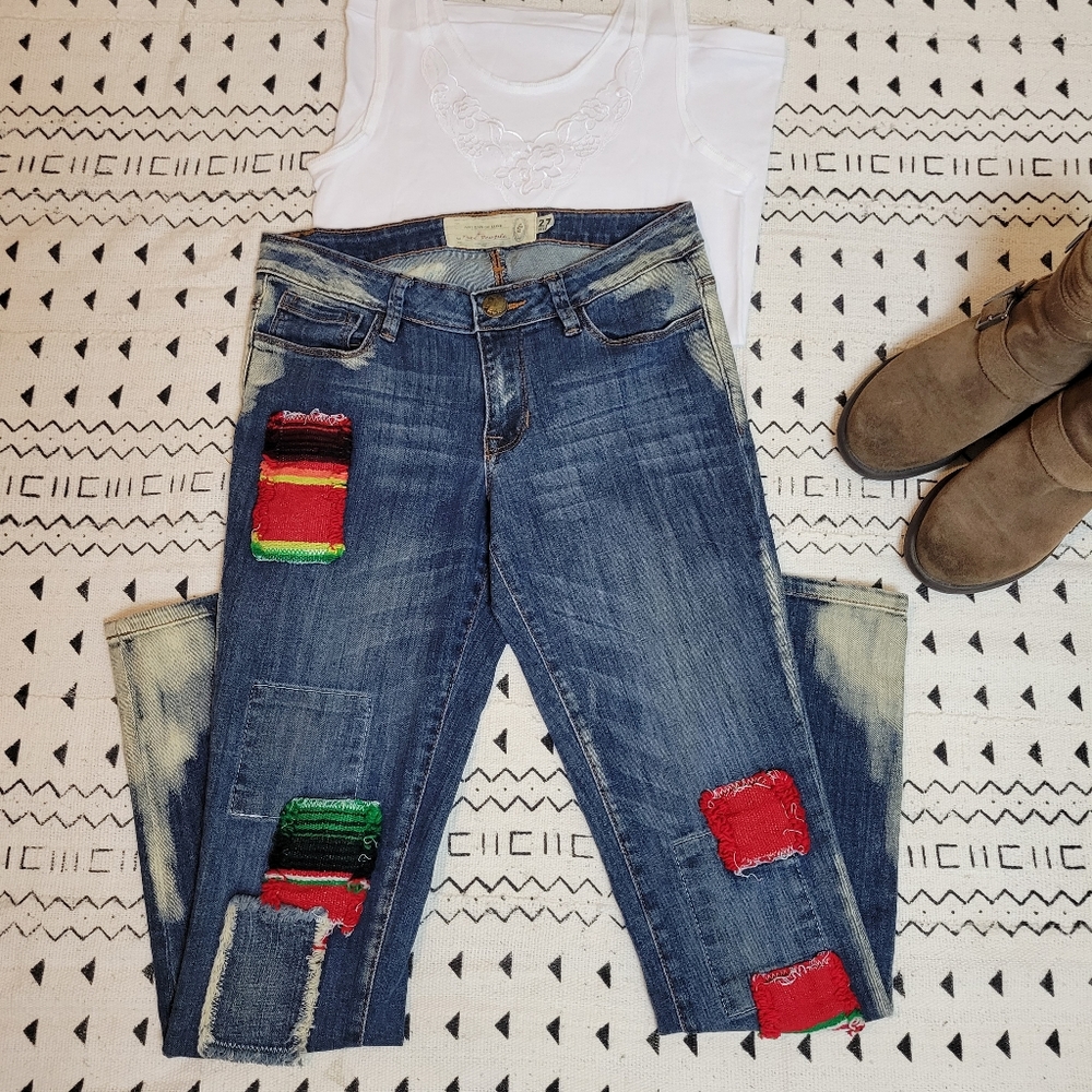 Free People Patchwork Jeans
